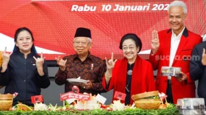 Membaca Makna Pose Tiga Jadi Wapres Ma'ruf Amin di HUT PDIP